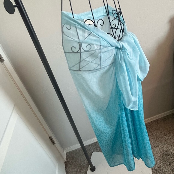 MICHAEL KORS MK Signature Ombre Logo Pareo Turquoise Beach Cover-Up - Picture 15 of 15